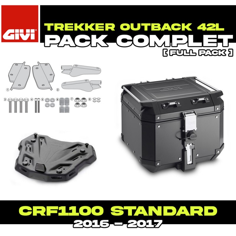 PACK-SR1144-OBKN42B : Pacchetto Top-Case Givi Trekker Outback 42L Nero Africa Twin CRF
