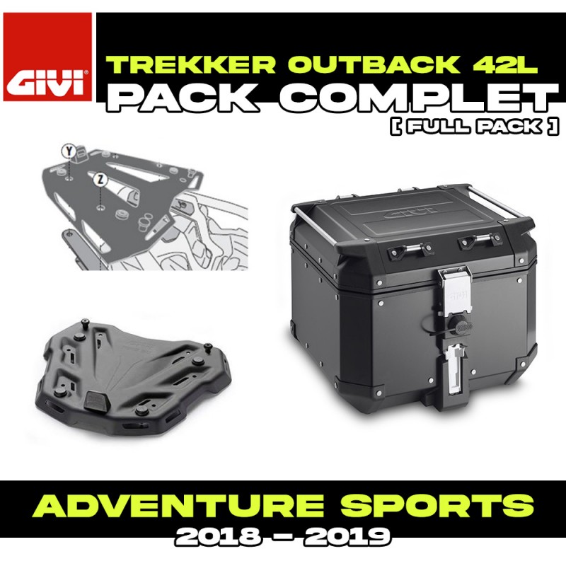 PACK-SR1161-OBKN42B : Pack Top-Case Givi Trekker Outback 42L Negro Honda CRF Africa Twin