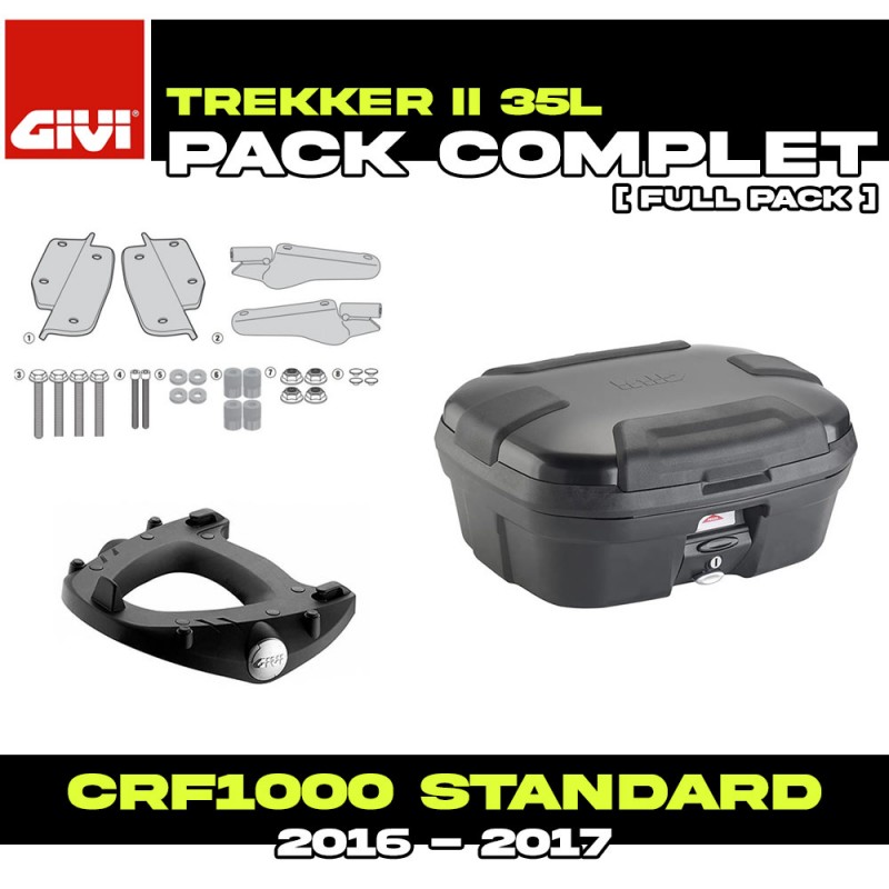 PACK-SR1144-TRK35B : Pack Top-Case Givi Trekker II 35L Noir Honda CRF Africa Twin