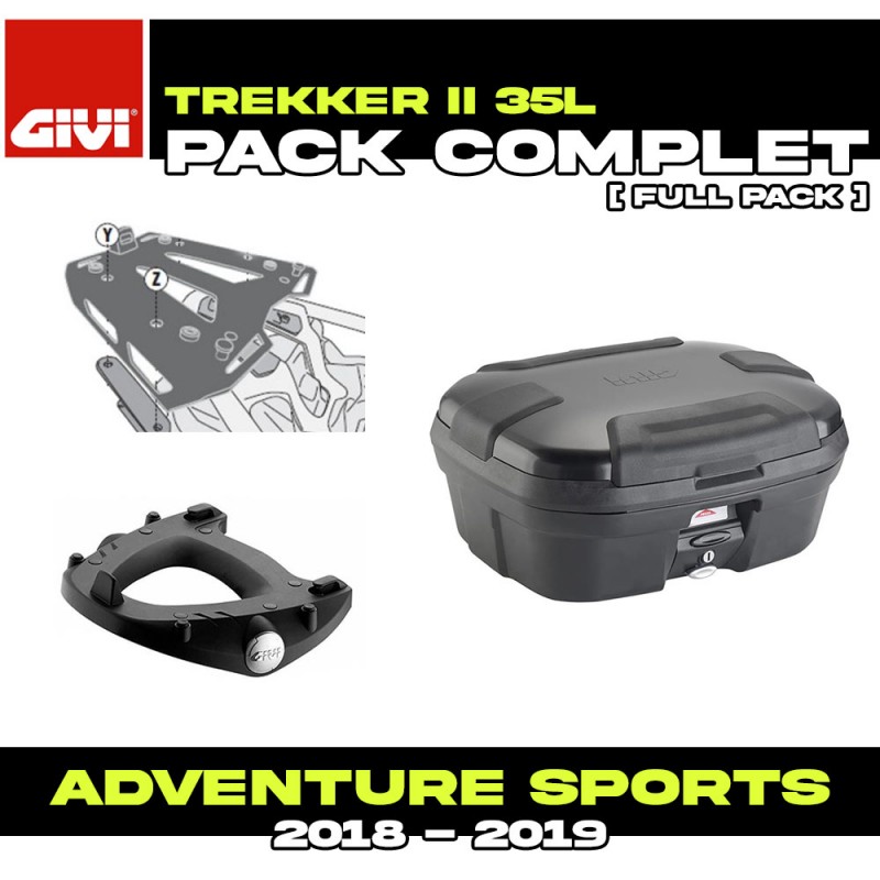 PACK-SR1161-TRK35B : Pack Top-Case Givi Trekker II 35L Noir Honda CRF Africa Twin