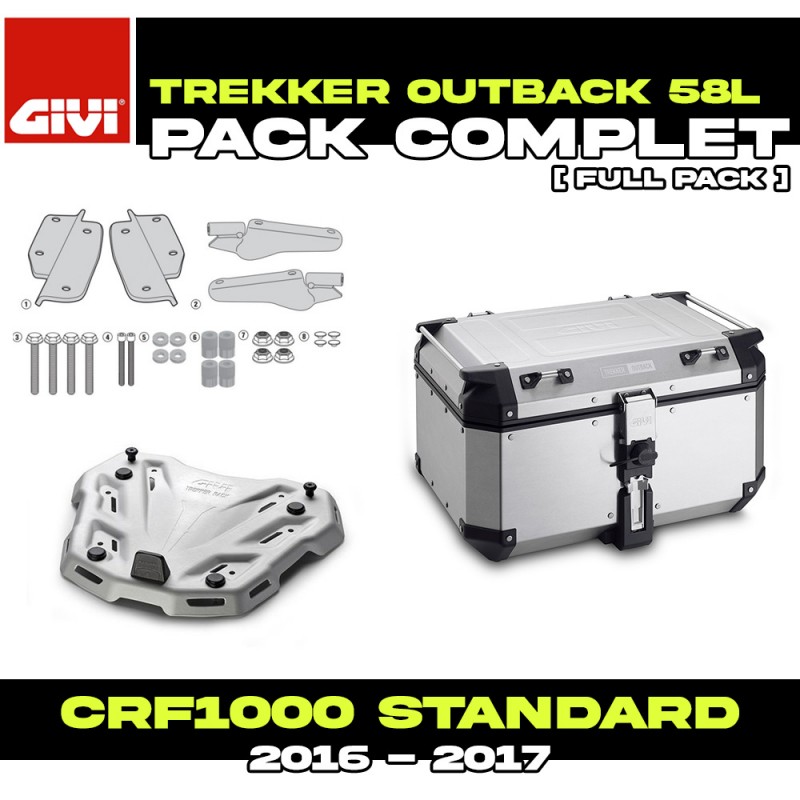 PACK-SR1144-OBKN58A : Givi Trekker Outback 58L Aluminum Top Case Pack Africa Twin CRF