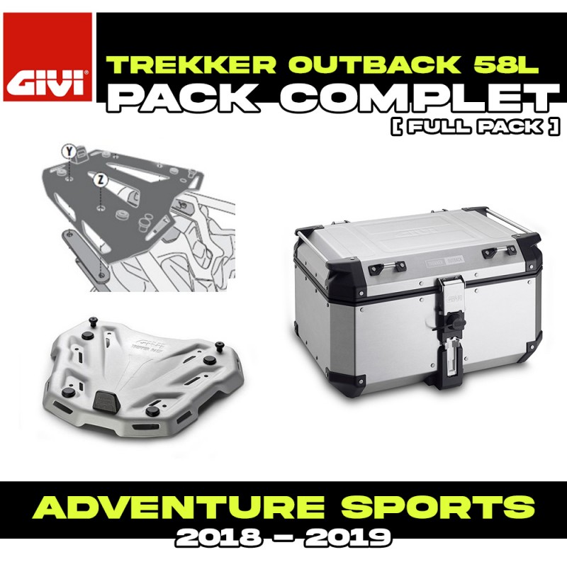 PACK-SR1161-OBKN58A : Pacchetto Top Case Givi Trekker Outback 58L Alluminio Africa Twin CRF