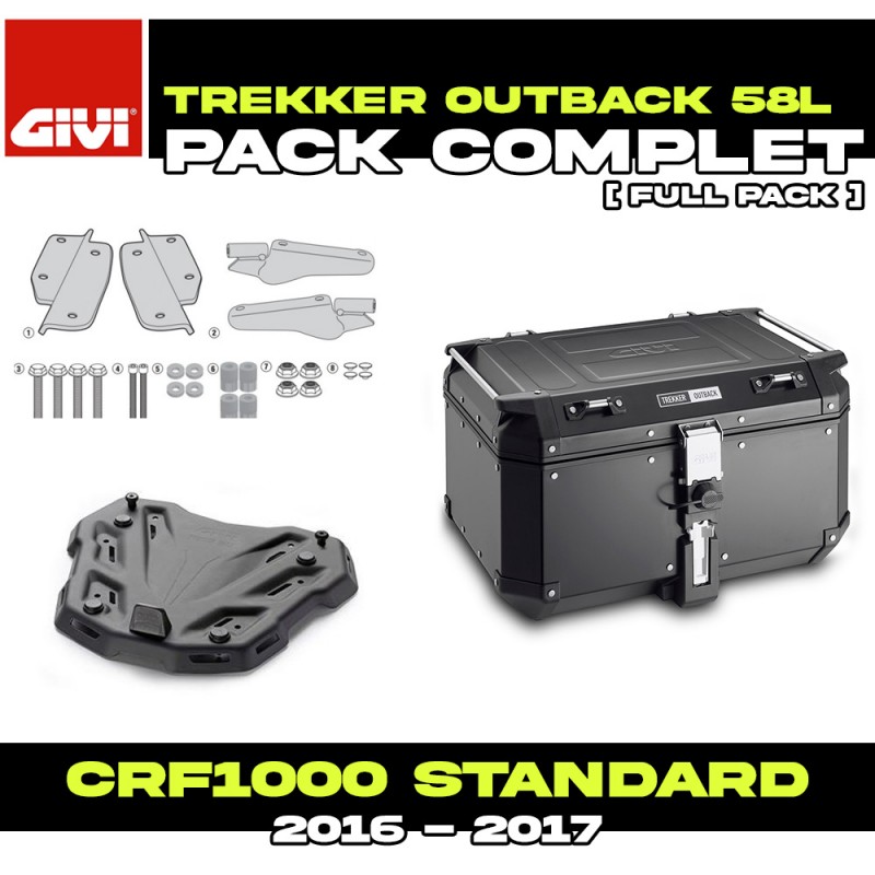 PACK-SR1144-OBKN58B : Givi Trekker Outback 58L Black Top Case Pack Africa Twin CRF