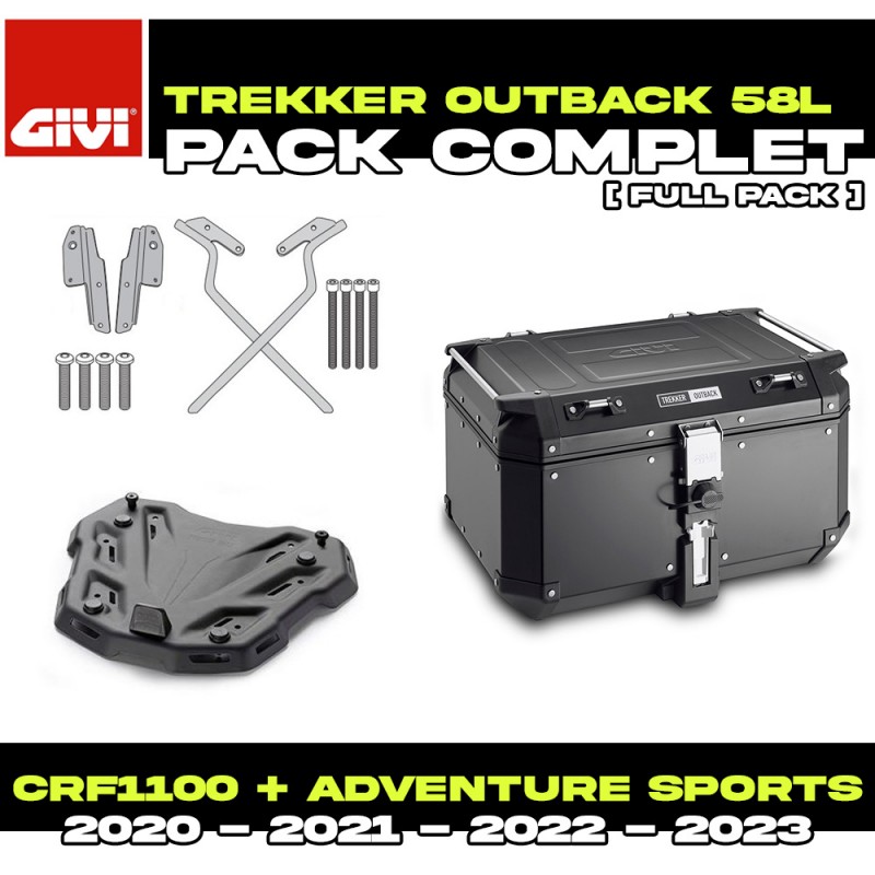 PACK-SR1178-OBKN58B : Pacchetto Top Case Givi Trekker Outback 58L Nero Africa Twin CRF