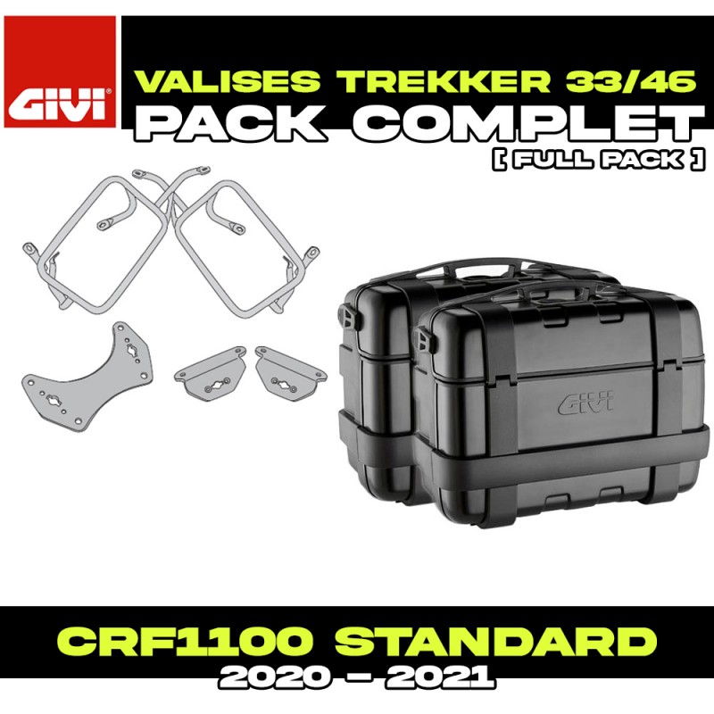 PACK-PLO1179MK-TRK33/46B : Pack Valises latérales Givi Trekker 33/46L Noir Honda CRF Africa Twin