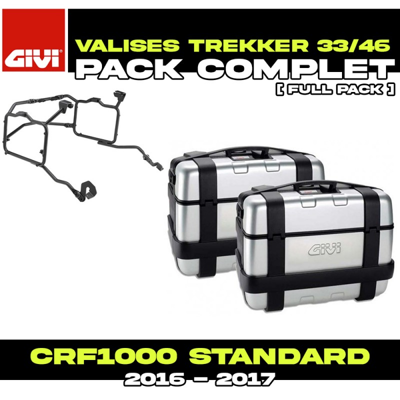 PACK-PLR1144-TRK33/46N : Set Valigie Laterali Givi Trekker 33/46L Alluminio Africa Twin CRF