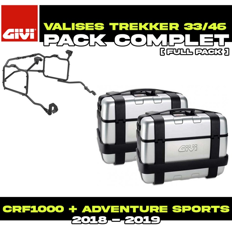PACK-PLR1161-TRK33/46N : Givi Trekker 33/46L Side Panniers Alu Kit Honda CRF Africa Twin