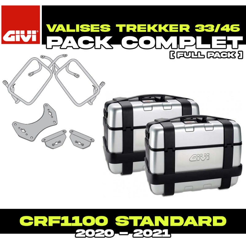 PACK-PLO1179MK-TRK33/46N : Pack Valises latérales Givi Trekker 33/46L Alu Honda CRF Africa Twin