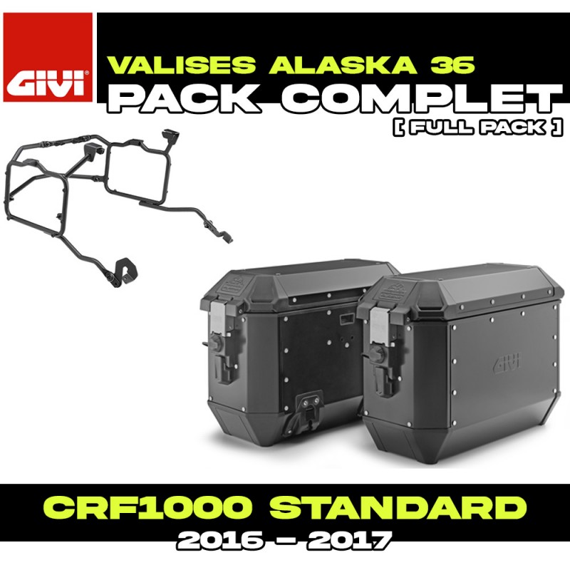 PACK-PLR1144-ALA36BPACK2 : Givi Alaska 36L Black Side Case Pack Africa Twin CRF