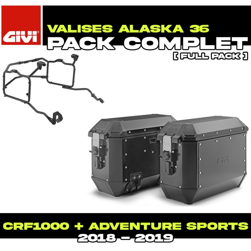 PACK-PLR1161-ALA36BPACK2 : Givi Alaska Seitenkoffer Set 36L Schwarz Africa Twin CRF