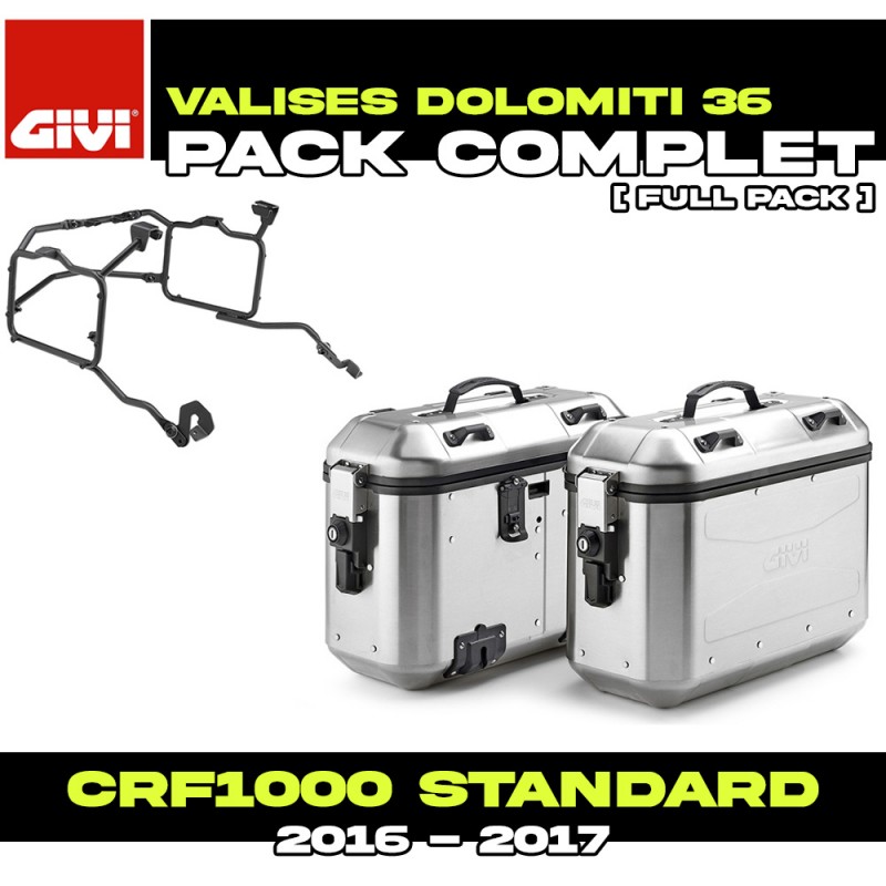 PACK-PLR1144-DLMK36APACK2 : Givi Dolomiti 36L Aluminum Side Case Set Africa Twin CRF