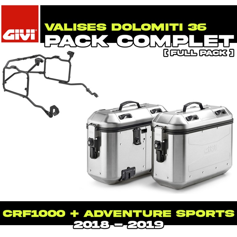 PACK-PLR1161-DLMK36APACK2 : Pack Maletas laterales Givi Dolomiti 36L Alu Africa Twin CRF