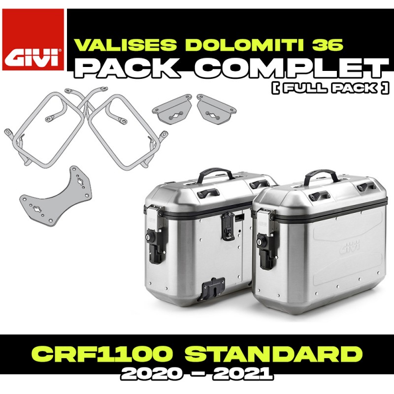 PACK-PLO1179MK-DLMK36APACK2 : Pack Valises latérales Givi Dolomiti 36L Alu Honda CRF Africa Twin