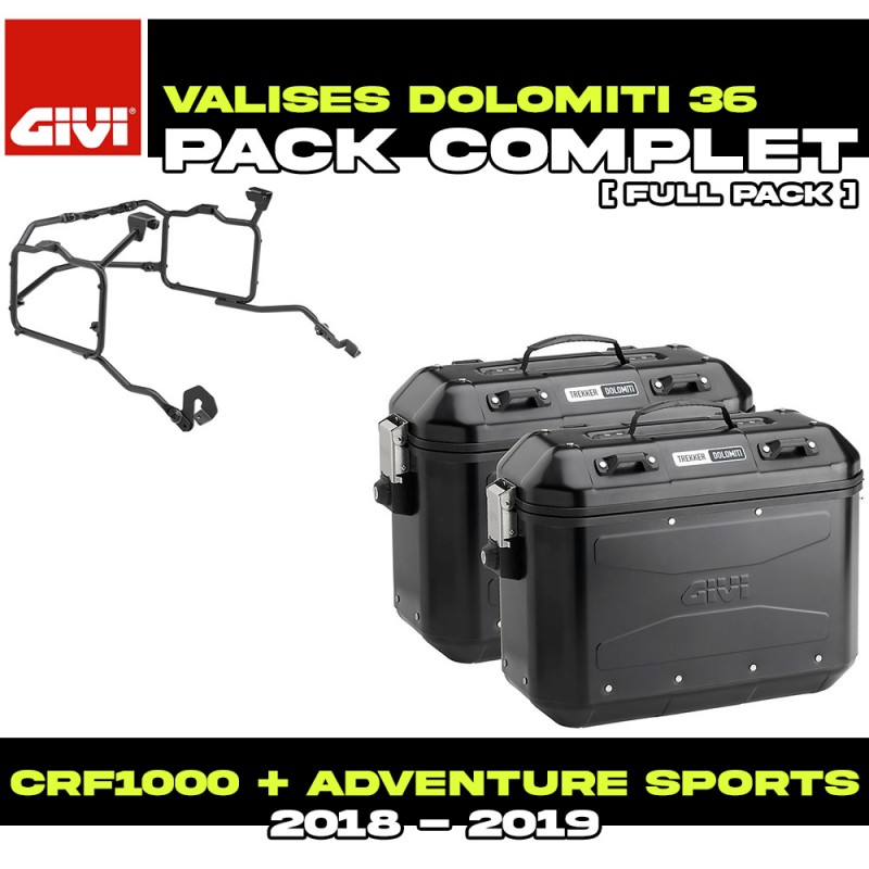 PACK-PLR1161-DLMK36BPACK2 : Pack Valises latérales Givi Dolomiti 36L Noir Honda CRF Africa Twin