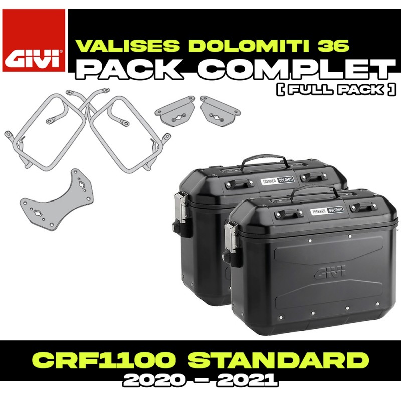 PACK-PLO1179MK-DLMK36BPACK2 : Givi Dolomiti 36L Side Panniers Black Kit Honda CRF Africa Twin