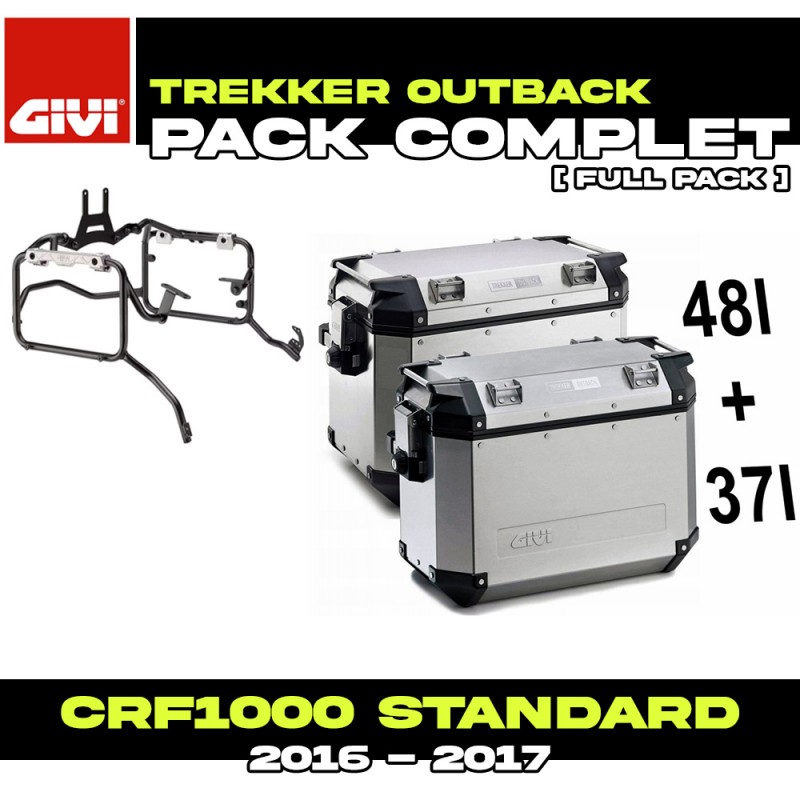 PACK-PL1144CAM-OBKN4837APACK2 : Pack Valises latérales Givi Trekker Outback 48/37L Alu Honda CRF Africa Twin