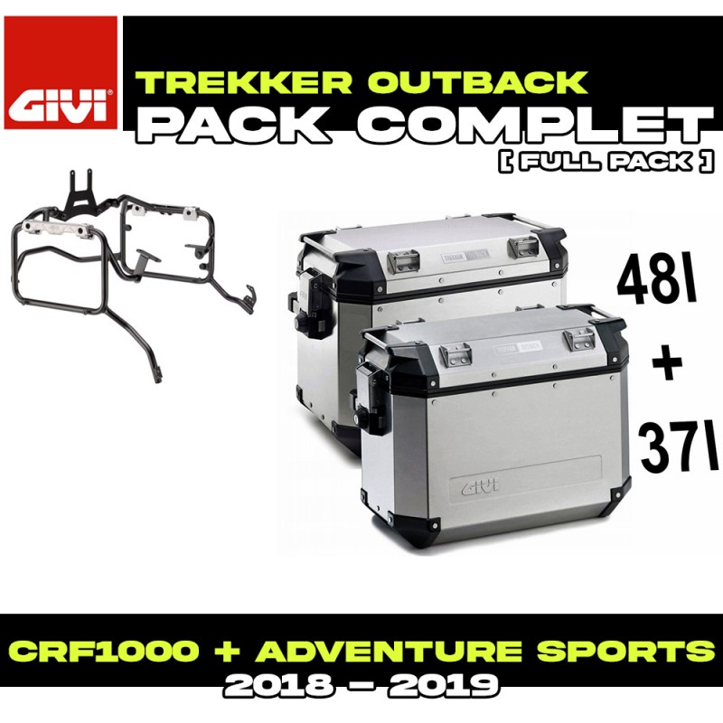 PACK-PL1161CAM-OBKN4837APACK2 : Pack Maletas laterales Givi Trekker Outback 48/37L Alu Honda CRF Africa Twin