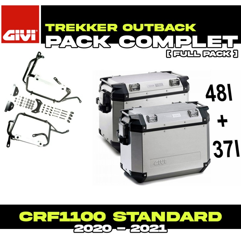 PACK-PLO1179CAM-OBKN4837APACK2 : Pack Valises latérales Givi Trekker Outback 48/37L Alu Honda CRF Africa Twin