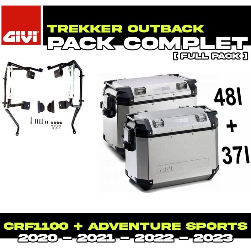 PACK-PLO1178CAM-OBKN4837APACK2 : Givi Trekker Outback 48/37L Side Panniers Alu Kit Honda CRF Africa Twin