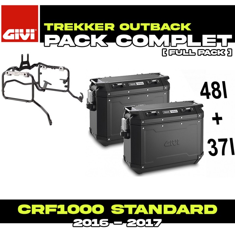 PACK-PL1144CAM-OBKN4837BPACK2 : Pacchetto Valigie Laterali Givi Trekker Outback 48/37L Nero Africa Twin CRF