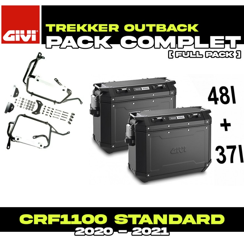 PACK-PLO1179CAM-OBKN4837BPACK2 : Set di Valigie Laterali Givi Trekker Outback 48/37L Nero Africa Twin CRF