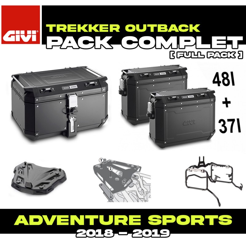 PACK-1161-OBKNB : Givi Trekker Outback Black Luggage Kit Honda CRF Africa Twin