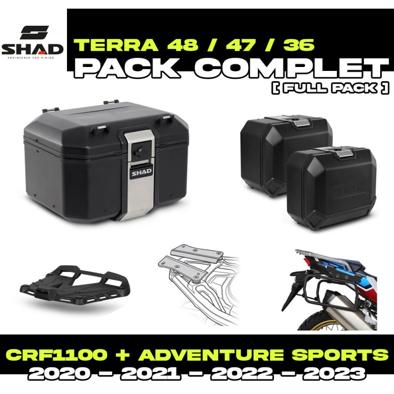 PACK-H0DV10-D0TR48/47/36B : Pack Bagagerie Shad Terra 48/47/36L Noir Honda CRF Africa Twin