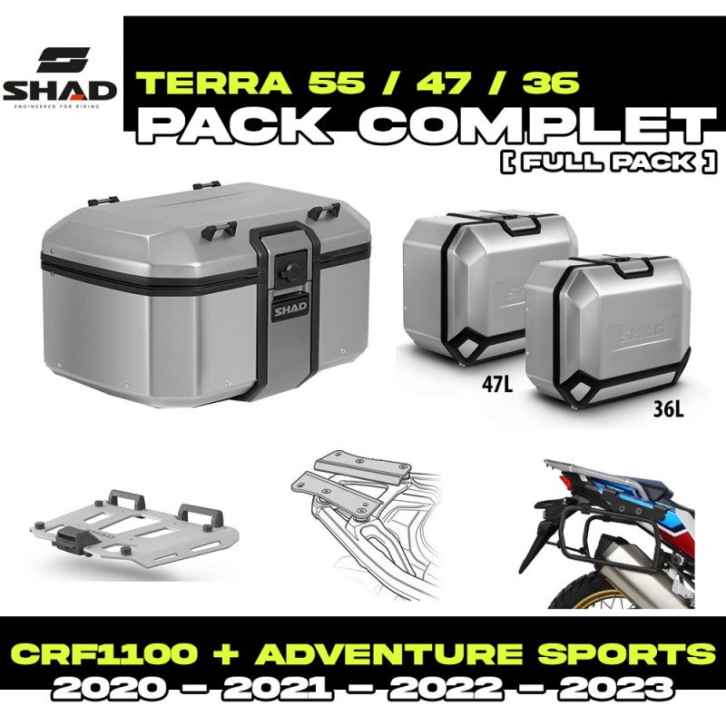 PACK-H0DV10-D0TR55/47/36 : Pack Bagagerie Shad Terra 55/47/36L Alu Honda CRF Africa Twin