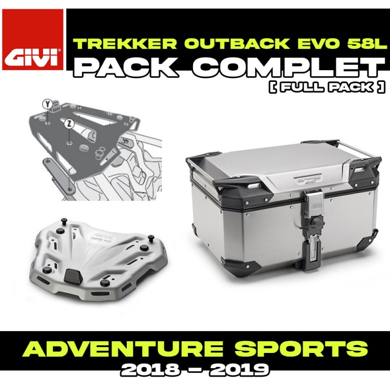 PACK-SR1161-OBKEV58A : Pacchetto Top Case Givi Trekker Outback Evo Smart 58L Alluminio Honda CRF Africa Twin PACK-SR1161-OBKEV58A : Pacchetto Top Case Givi Trekker Outback Evo Smart 58L Alluminio Honda CRF Africa Twin
