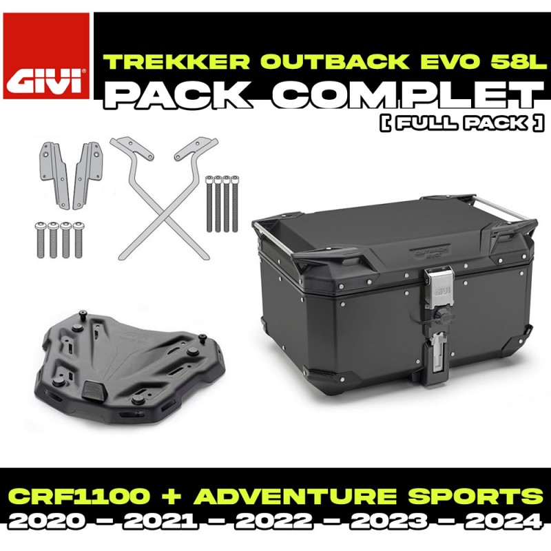 PACK-SR1178-OBKE58B : Givi Trekker Outback Evo 58L Schwarz Topcase-Set Honda CRF Africa Twin PACK-SR1178-OBKE58B : Givi Trekker Outback Evo 58L Schwarz Topcase-Set Honda CRF Africa Twin