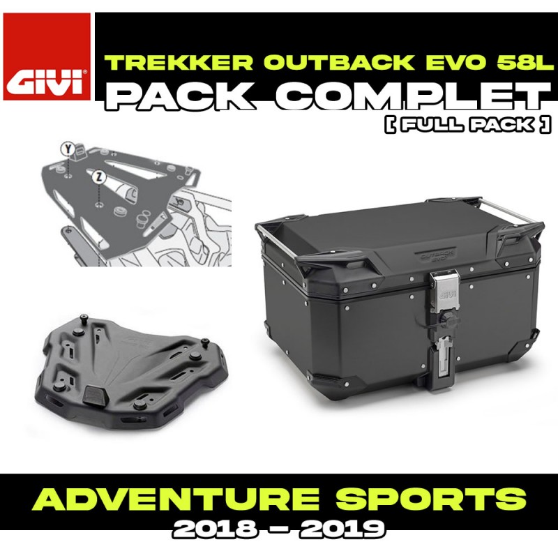 PACK-SR1161-OBKE58B : Pacchetto Top Case Givi Trekker Outback Evo 58L Nero Honda CRF Africa Twin PACK-SR1161-OBKE58B : Pacchetto Top Case Givi Trekker Outback Evo 58L Nero Honda CRF Africa Twin