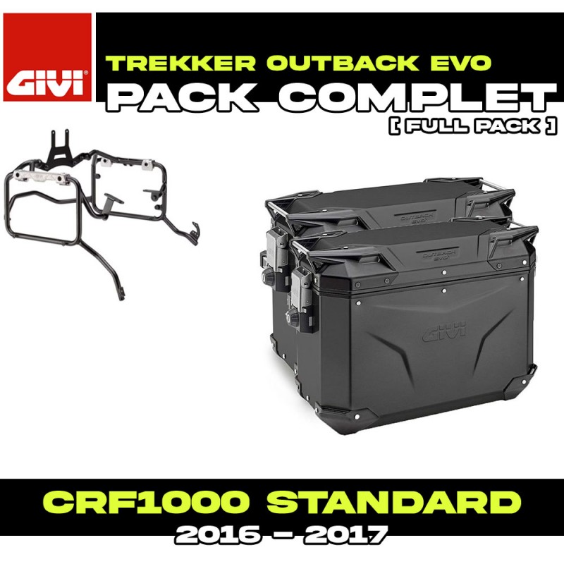 PACK-PL1144CAM-OBKEv4837BPACK2 : Kit Valigie laterali Givi Trekker Outback Evo Smart 48/37L Nero Honda CRF Africa Twin