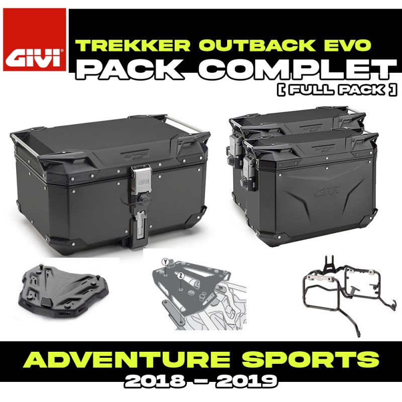 PACK-1161-OBKEVB : Givi Trekker Outback Evo Smart Schwarzes Gepäckset Honda CRF Africa Twin