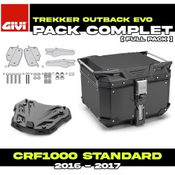 PACK-SR1144-OBKEV42B : Givi Trekker Outback Evo Smart 42L Topcase-Set Schwarz Honda CRF Africa Twin
