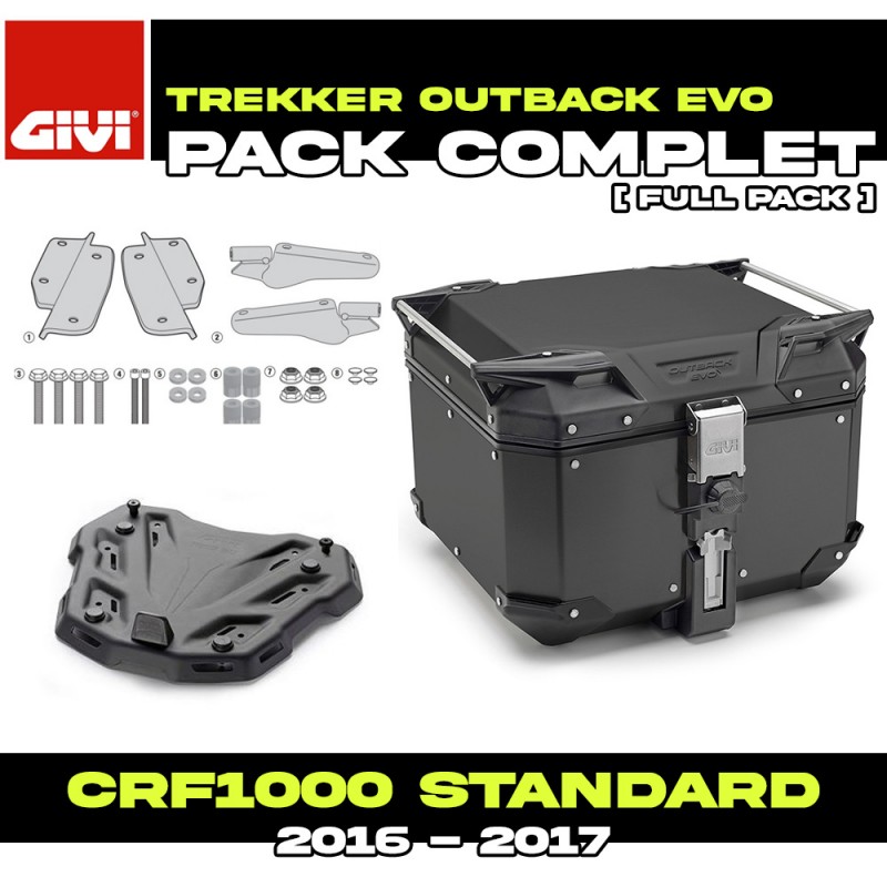 PACK-SR1144-OBKEV42B : Givi Trekker Outback Evo Smart 42L Black Top-Case Pack Honda CRF Africa Twin