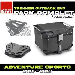 PACK-SR1161-OBKEV42B : Pacchetto Top-Case Givi Trekker Outback Evo Smart 42L Nero Honda CRF Africa Twin