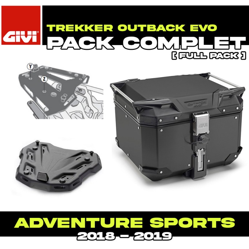 PACK-SR1161-OBKEV42B : Givi Trekker Outback Evo Smart 42L Schwarz Top-Case-Paket Honda CRF Africa Twin