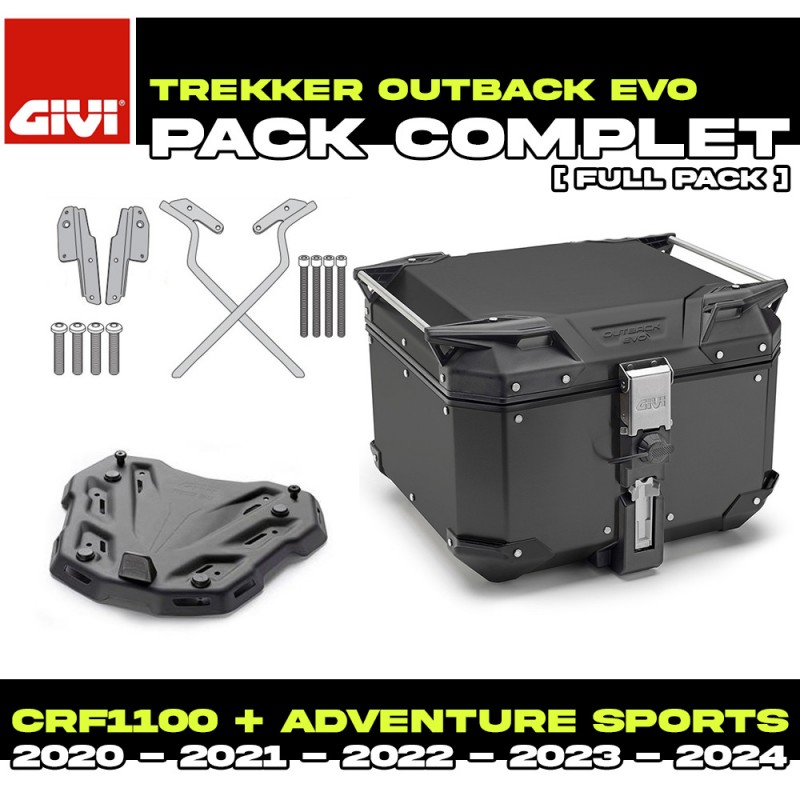 PACK-SR1178-OBKEV42B : Givi Trekker Outback Evo Smart 42L Black Top Case Pack Honda CRF Africa Twin PACK-SR1178-OBKEV42B : Givi Trekker Outback Evo Smart 42L Black Top Case Pack Honda CRF Africa Twin