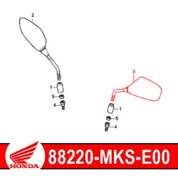 88210-MKS-E00 / 88220-MKS-E00 : Specchietto retrovisore originale Honda 2020 Honda CRF Africa Twin