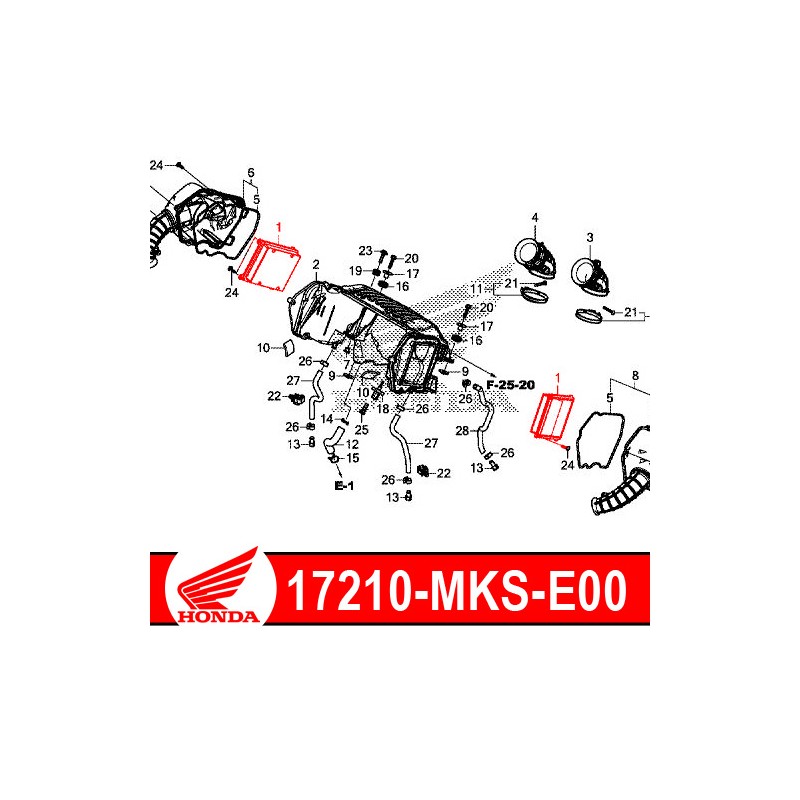 17210-MKS-E00 (x2) : Honda genuine air filter 2020 Honda CRF Africa Twin